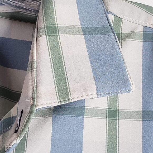 Mizzen Main Shirt Men’s Size XXL Trim Fit Long Sleeve Button Up Plaid Blue - Picture 8 of 10